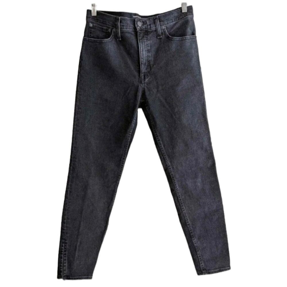 Something Navy High Rise Black Skinny Jeans Women's Size 30 Ankle Slits